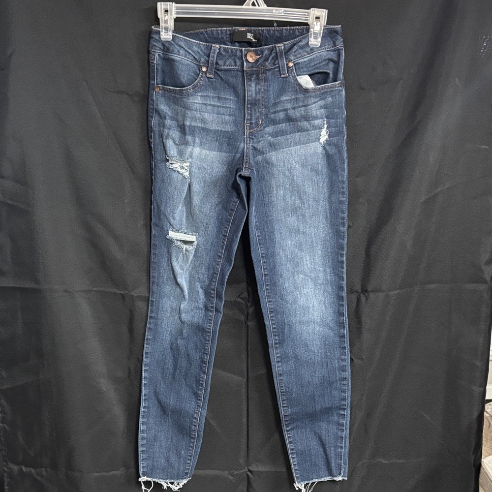 1822 Denim Dark Blue Distressed Skinny Jeans